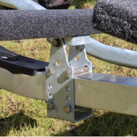 EZ Loader Boat Trailer Short 9"" Support Bracket with Top Hat Bunk Bracket Assembly 250-021786-10, 250-022387-10, Silver, 411-1001