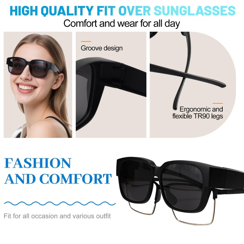 OCCI CHIARI Polarized Sunglasses Fit Over Glasses for Women Men,
