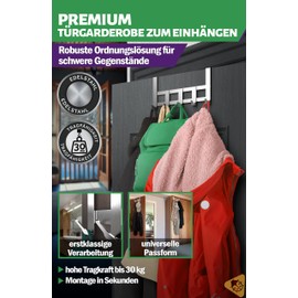 Menz Premium Door Coat Rack 2 cm 5 Hooks Stainless Steel Door Hook Rail for Hanging