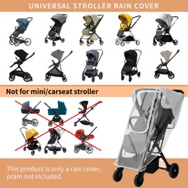 yoamez Stroller Rain Cover for Nuna - Waterproof & Windproof Weather Shield for Nuna Baby Strollers | Universal Fit for Nuna Mixx, Nuna TRVL & More | See-Through Window & Mesh Vents