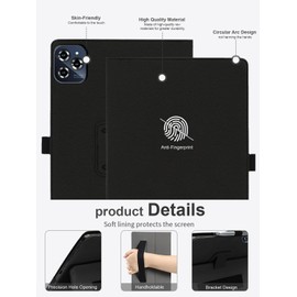 Magnetic Case for TABWEE W90 11 inch Tablet - Shockproof with Pen Slot,Waterproof,Anti-Scratch,Multi-Angle Stand,with Hand Strap,Slim Durable,Black