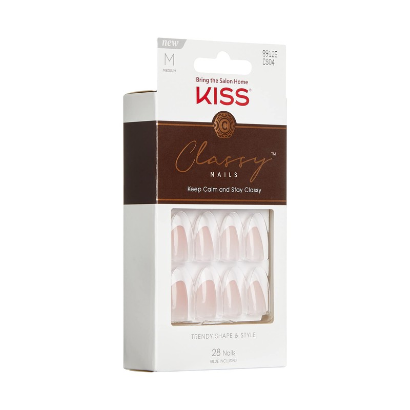 KISS Classy False Nails, Ready to Use, DIY Manicure, Waterproof,