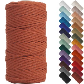 NOANTA Reddish Brown Macrame Cord 3mm x 220yards, Colored Macrame Rope Cotton Rope Macrame Yarn, Colorful Cotton Craft Cord for Wall Hanging, Plant Hangers, Crafts, Knitting