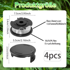 Pack of 4 thread spools, grass trimmer, thread replacement spools, grass trimmer, accessories for Bosch cordless grass trimmer, diameter 1.6 mm, 4.9 m length, for cordless grass trimmer EasyGrassCut