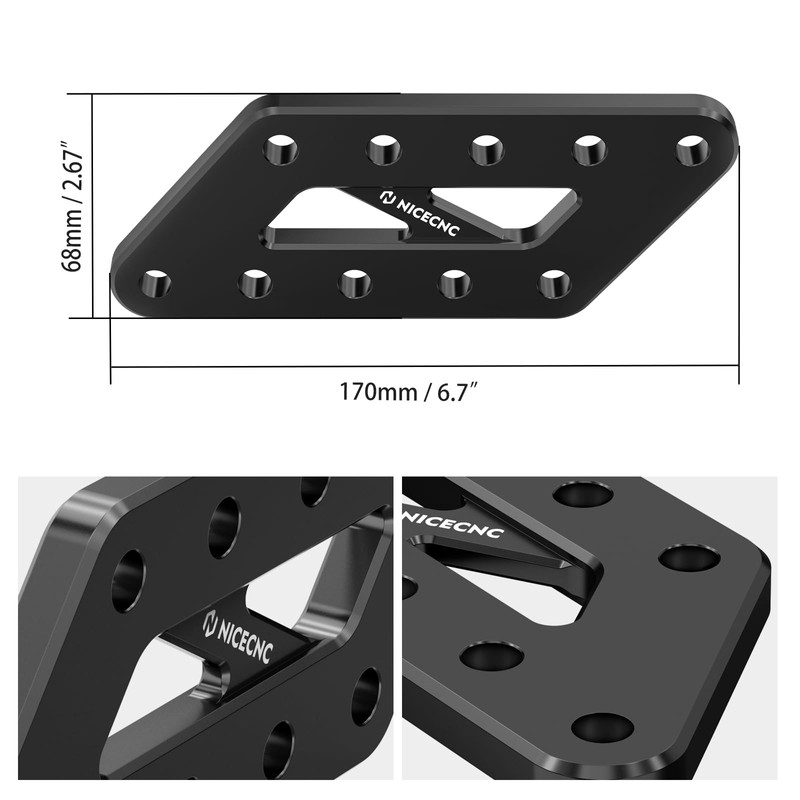 NICECNC Black Passenger Foot Peg Relocation Brackets Aluminum Compatible with
