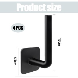 4 PCS Curtain Tie Backs Hooks, Black L Shaped Curtain Holdbacks, No Drill Curtain Holder, Black Curtain Tie Backs for Home Decor Living Room Bedroom Kitchen Bathroom