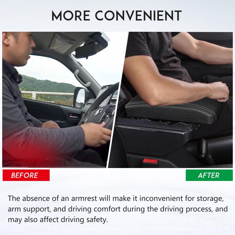 Htostar Racing Car Armrest Box with Double Layer Storage, Black