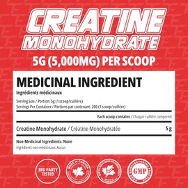 TC Nutrition Creatine Monohydrate Powder 5g - 1kg, 200 Servings - Pure Creatine Powder for Increased Strength, Muscle Growth, Improved Endurance and Performance - Post Workout Muscle Builder For Men & Women - Unflavoured - Proudly Canadian