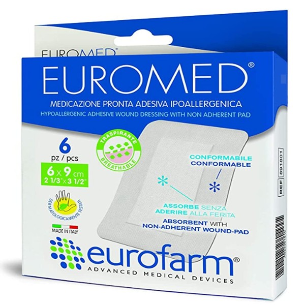 EUROMED - Post-Operative Adhesive Island Wound Dressing 2 3/8 x 3 1/2 in (6 Pieces per Box)