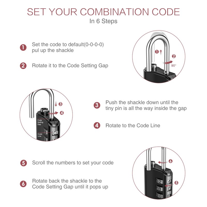 LOFICOPER Outdoor Combination Padlock, 4 Digit Combination Lock with Key,