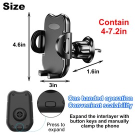 Mandark Car Phone Holder, Hands Free Vehicle Air Vent Cellphone Mount, Stable Automotive Smartphones Cradle Accessories with Metal Hook Clip, Universal for SUV, Sedan, Truck (Black)