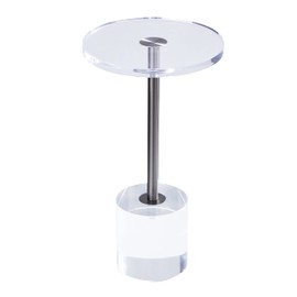 Artmaze Clear Acrylic End Table,Side Table,Brushed Silver Metal,Round,for Office, Living Room and Bedroom,Easy Assembly,12x12 inch，21.3 inch high