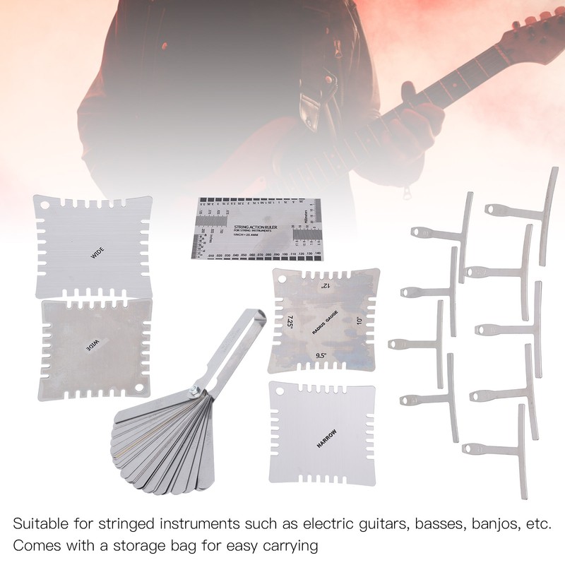 Guitar Measuring Set String Distance Height Radian Ruler Stainless Steel