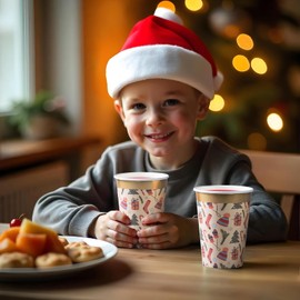 Disposable Paper Coffee Cups, Bulk 50-Pack, Christmas Party Supplies Treat Cups, 12 oz Hot and Cold Cups for Restaurants and Parties, Christmas Items, Gold Foil