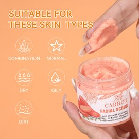 Carrots Cleansing Facial Scrub, Facial Exfoliating Scrub, Facial Scrubs for Women, Deep Cleansing Face Wash Cleanser for Women Men
