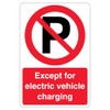 V Safety Except Electric Vehicle Charging - Prohibition Symbol 200