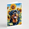 Caroline's Treasures Rottweiler in Sunflowers Greeting Cards Pack of 8