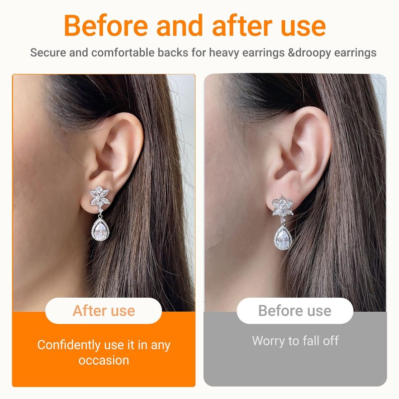 Big Earring Backs Replacements for Droopy Ears, 4 PCS Sturdy