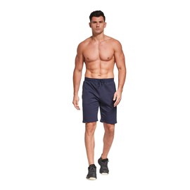 Tansozer Pantalones cortos deportivos para hombre con bolsillos con cremallera, Azul 05, Small