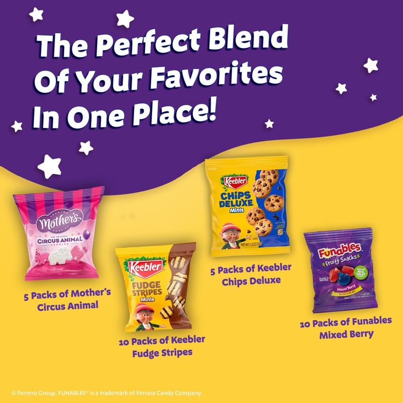 Keebler Sweet Treat Variety Pack, 30-Count Box, Includes Chips Deluxe,