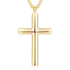 NEARLAND Cross Necklace for Women 14K Gold Cross Necklaces for Women Simple Gold Chain Faith Pendant Necklace Womens 20/25/28/33mm