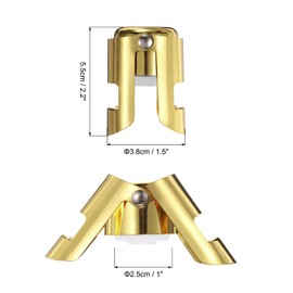 uxcell 2 Pcs Champagne Stopper, Stainless Steel Bottle Plug Sealer for Sparkling Wine, Bubble Retaining Saver, Light Gold