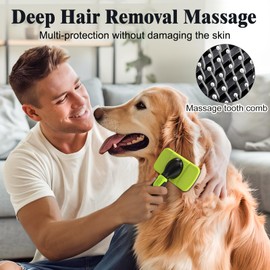 3PCS Dog Brush, Slicker Brush for Dogs, Dog Brush for Shedding, Dog Comb, Dog Bath Brush, Dog Grooming Kit Suitable for Hair Removal and Bathing of Dogs & Cats (Green Black)