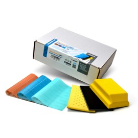 Super Assilex Flexible Sanding Sheet Production Starter Kit, SP19124, K240 - K600, 15 Sheets + 1 Hand Block & Interface Pad + 1 Hard Hand Pad