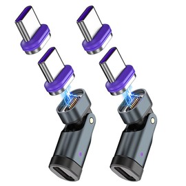 Magnetic USB-C Conversion Adapter, 16 Pin PD240W, Set of 4, L-Shaped, 180° Rotation, Type-C Conversion Adapter, Type C, Magnet, 5A Rapid Charging, Data Transfer, One Hand Operation, Compatible with