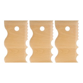 sourcing map 3pcs Pottery Ribs Trimming Tools Pottery Profile Rib Wooden Foot Shaper Various Wave Design Texture Rib Beech Wood for Carving Ceramics Clay