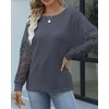 Hount Women's Lace Blouse Boat Neck Pullover Long Sleeve Elegant