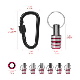 LUEXBOX 1/4 Inch Bit Holder Keychain, Hex Screwdriver Bits Holder Extension Bar, Quick Change Screw Bit Holder for Most Electric, Hand-held Screwdrivers and Drill Bits (Silver Red 6pack)