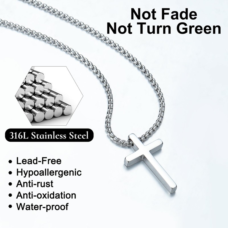 Yooblue Cross Necklace for Men - Cross Chain for Men,