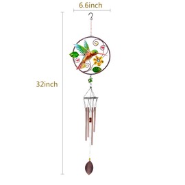 CREATIVE DESIGN Wind Chimes, 32''H Hummingbird Wind Chimes, Portable Metal Garden Wind Chimes for Home Garden Decoration