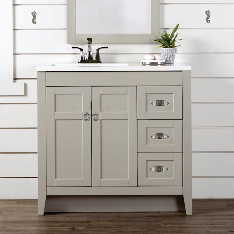 Set of 6 Coastal Collecton Drawer Handles in Old Silver