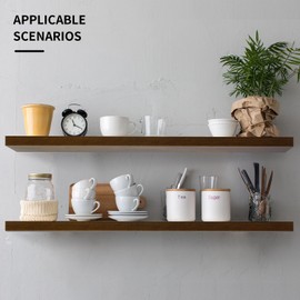 Floating Shelves for Wall, Wall Mounted Rustic Wood Shelves for Bathroom, Bedroom, Living Room, Kitchen, Hanging Shelf for Books/Storage/Room (White, 15.8")