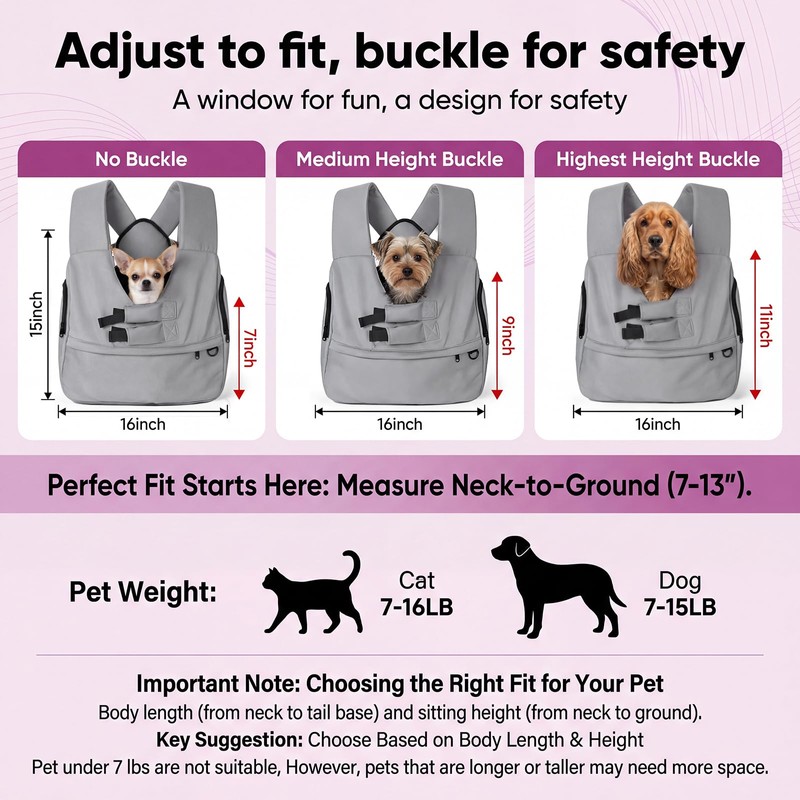 Dog Carrier Sling for Small Dogs 7–15 lbs, Hands-Free Front-Facing