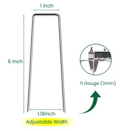 6 Inches Galvanized Garden Staples, Metal Tent StakeHeavy Duty U-Shaped Pins and Landscaping Staples for Sod Anchoring Landscape Fabric Irrigation Tubing (100, Silver)