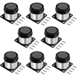 8 Pieces Round Adjustable Furniture Cabinet Legs, 5cm Adjustable Stainless Steel Kitchen Feet, Heavy Duty Metal Furniture Feet with 32 Pieces Screws, Adjustable Height 0-15 mm, for Sofa, Bed, Table