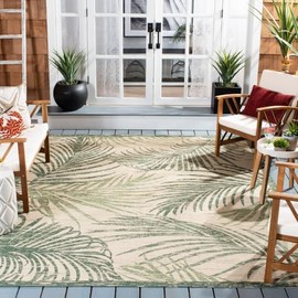 SAFAVIEH Courtyard Collection Area Rug - 9' x 12', Beige & Green, Non-Shedding & Easy Care, Indoor/Outdoor & Washable-Ideal for Patio, Backyard, Mudroom (CY7557-32212)
