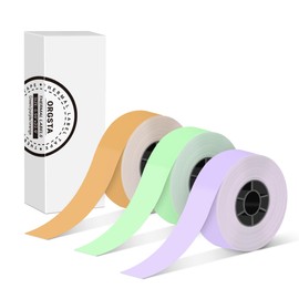 ORGSTA Label Maker Tape, 0.59"×22.97' (15mm×7m) Thermal Laminated Self-Adhesive Multipurpose Labeling Tape Replacement, Compatible with S001 Label Maker, Label Print Paper, 3-Roll, Purple/Green/Orange