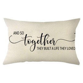Ogiselestyle Farmhouse Pillow Covers with and so Together They Built a Life They Loved Quote 12 x 20 Inch Lumbar Pillow Covers Housewarming Gifts Family Room Décor