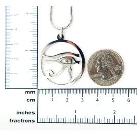 Ann Claridge Eye of Ra/Eye of Horus Necklace, on 20" chain, Egyptian symbol of Protection Eye Wadjet Egypt Sun God Udjat Pendant, pure Stainless Steel