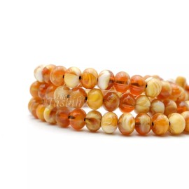 West African-style Muslim Sibha 100-count - Marble Light Brown Flat Oval Tasbih