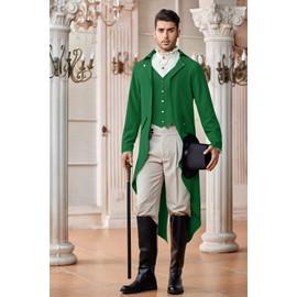 Mens Steampunk Victorian Jacket Gothic Tailcoat Costume Vintage Tuxedo Viking Renaissance Pirate St. Patricks Day Coats Green