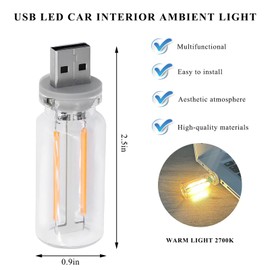BWBWND USB LED Car Interior Atmosphere Light, Plug-in USB Interface Ambient Light Retro Car Lamps, Portable Automotive Touch Control Charging Night Lights Interior Decor Lamp (Warm)