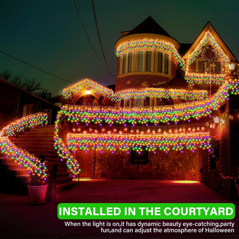65ft Green Yellow Purple Mardi Gras Light Solar Icicle Light