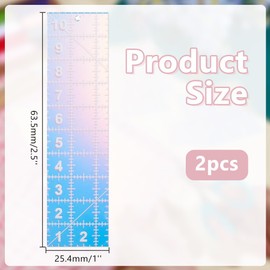 DELORIGIN 2pcs Quilting Acrylic Template Dazzling Colors Quilting Ruler Rectangular Fabric Sewing Cutting Ruler DIY Template Tools with Clear Printed Lines for Sewing Precise Cutting 10x2.5inch
