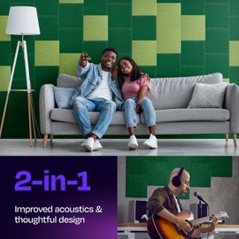 Ekkogo Ekkogo Acoustic Panels 12-Pack Soundproof Wall Panels 12"X12"X0.4" Sound Panels High Density Sound Dampening Panels - [Dark Green Square]