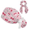 Scrub Caps Women with Button,Adjustable Surgical Caps with Ponytail Pouch,Cherry